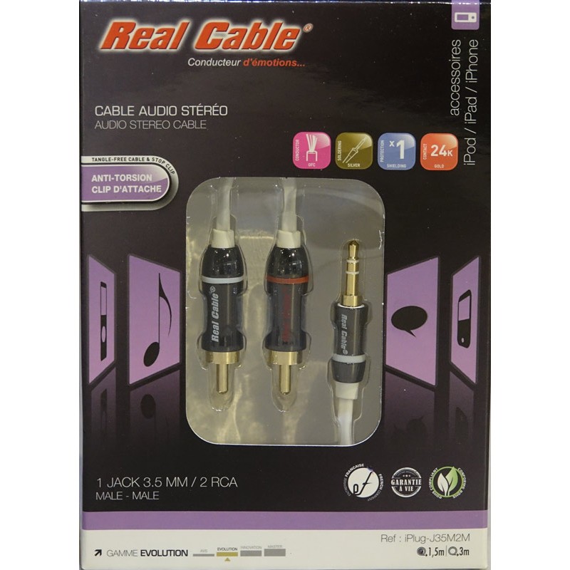 REAL CABLE - Câble Hifi iPlug Jack/RCA de 1m50 à Nantes